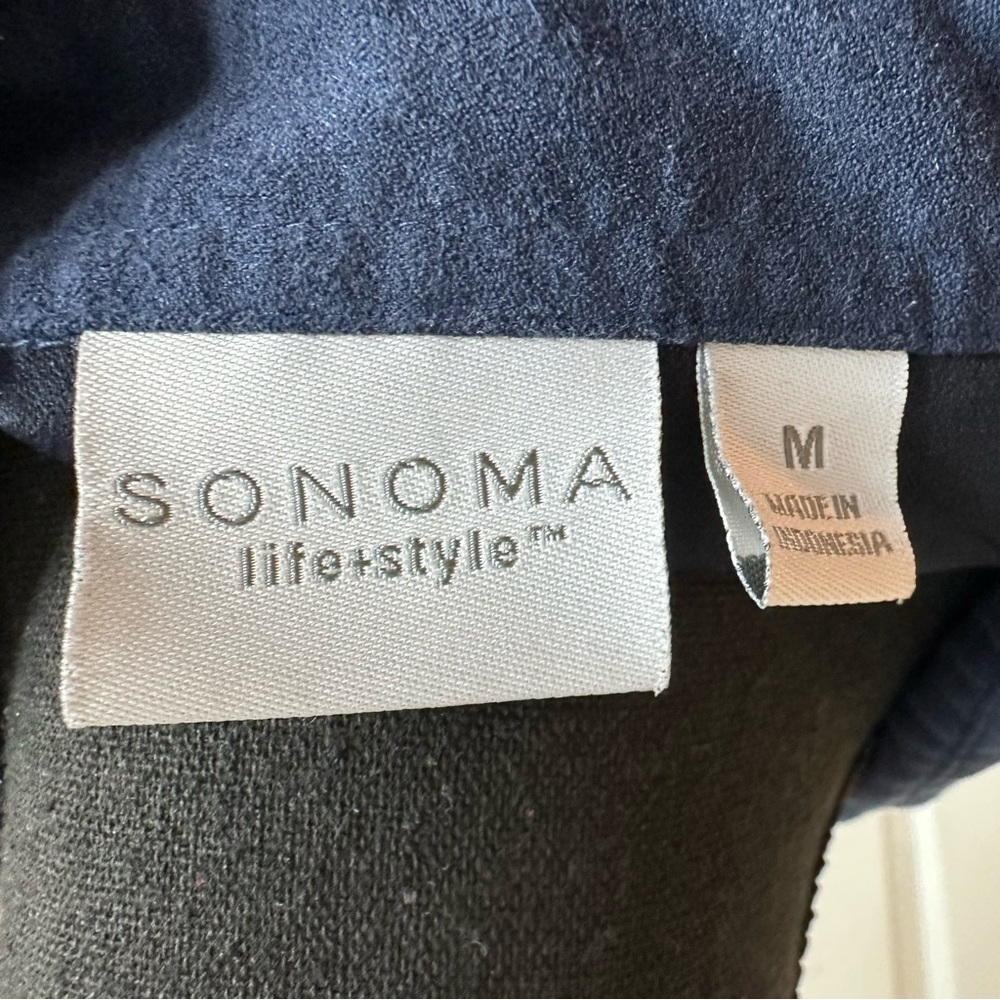 Sonoma Navy Blue Faux Suede Fitted Button Down Shirt - Picture 5 of 7
